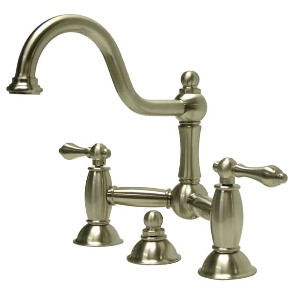 KS3918AL Restoration Bathroom Bridge Faucet, Brushed Nickel
